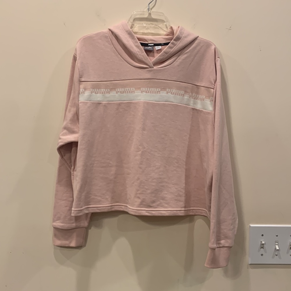 Puma Amplified Cropped Hoodie Lotus, NWT Relaxed Fit Pink, size: Large